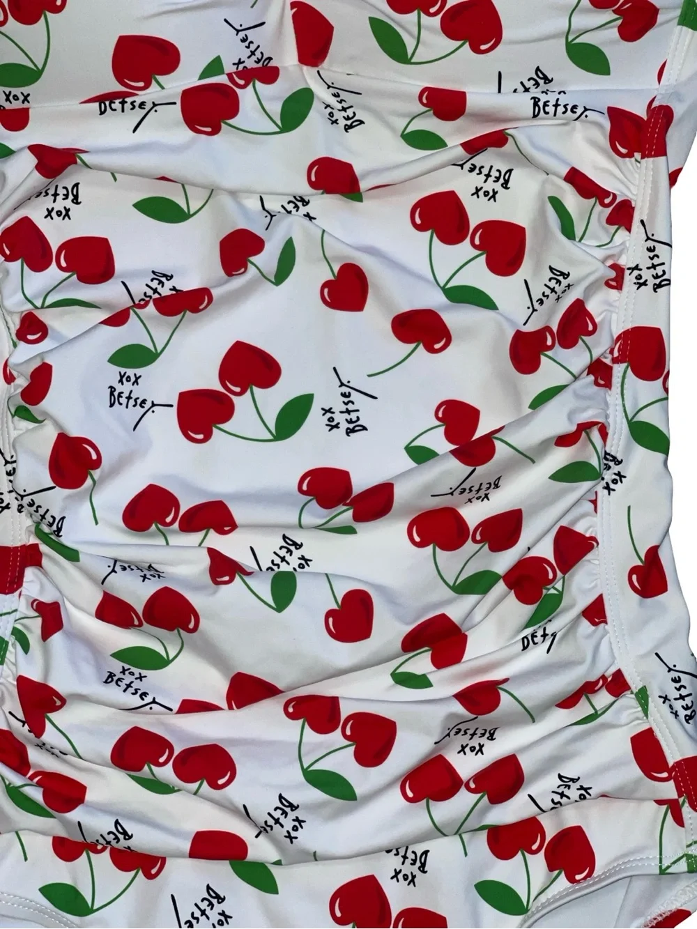 Betsey Johnson X Fashion Nova Cherry Bomb Print Ruched One Piece Swimsuit size S